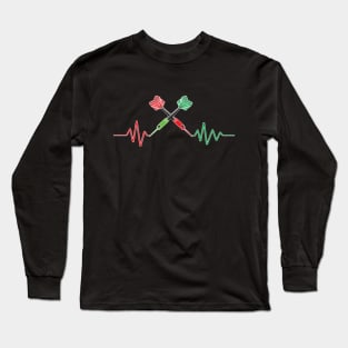 Darts Dart Dartplayer Heartbeat Arrow Long Sleeve T-Shirt